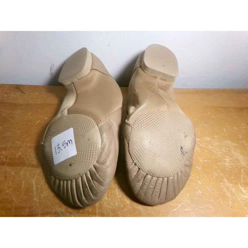Pre-Owned Dance Jazz Shoes So Danca JZ43 Child 13.5M Tan Pull On Leather Split
